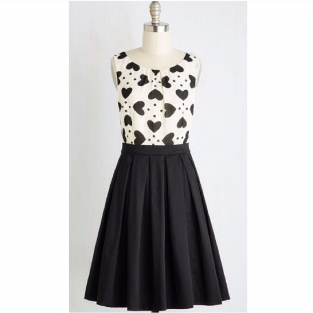 ModCloth black and white heart dress